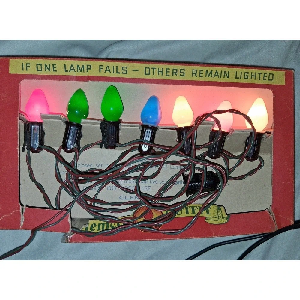 Vintage ClemCo 7 Light Christmas Tree Light Set w/ Original Box Working